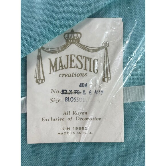 Vintage Majestic BLOSSOM Tablecloth & 4 Napkin Set Cottage Blue Flowers 52"x70" - Picture 3 of 5